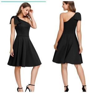 Jasambac Bow one shoulder A-line dress with pockets size LARGE